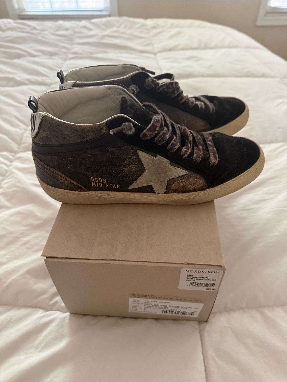 Golden Goose Mid Star Black and Brown High-Top Sneakers